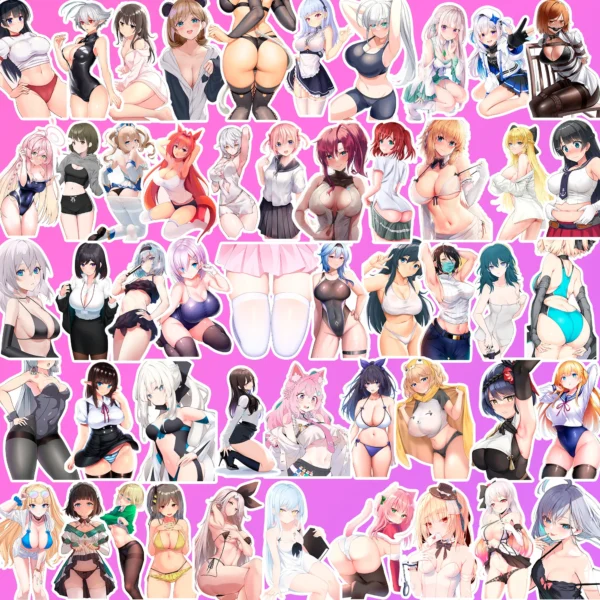50 pcs Waifu Anime Sticker Pack - Image 2